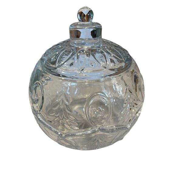 Godinger Gatherings Ornament Lid Box Candy Dish Trinket Crystal Christmas - Picture 1 of 5